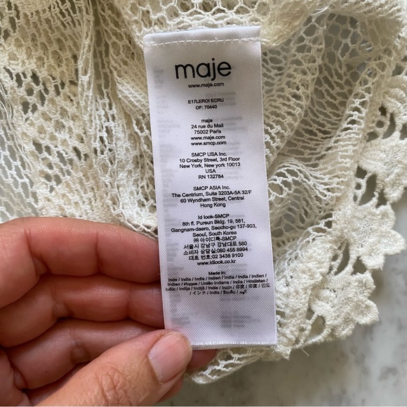 NWT Maje ECRU Leroi Crochet-trim Lace Top - Picture 7 of 11